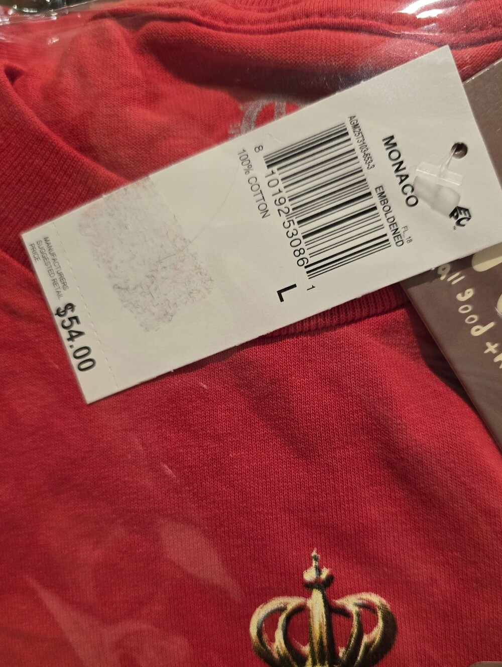 AGTAWH Graphic T-Shirt Red Oversized Crown Crest Tee Size - Picture 5 of 5